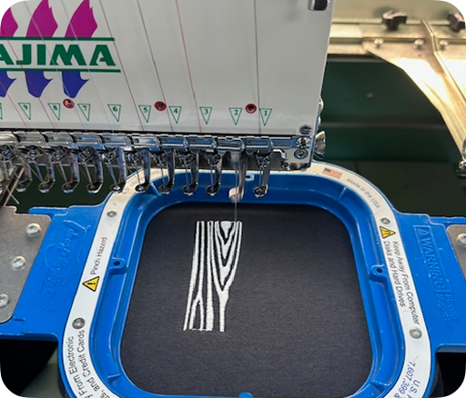 Logo setup and embroidery machines