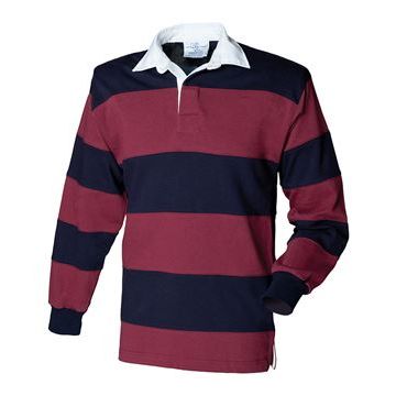 Sewn stripe long sleeve rugby shirt