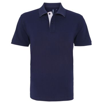 Men's classic fit contrast polo - Navy/White - XL