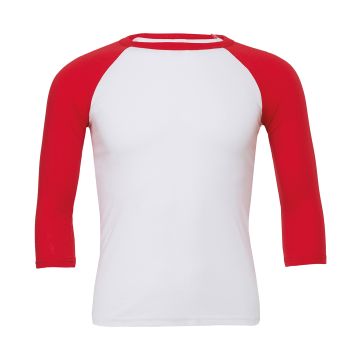 Unisex triblend ¾ sleeve baseball t-shirt - White/Red - XS