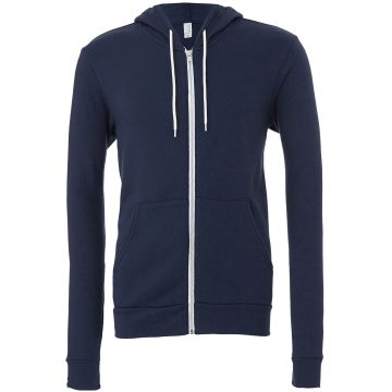 Unisex polycotton fleece full-zip hoodie - Navy - XS