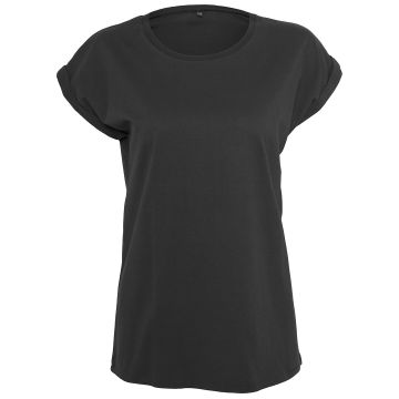 Women's extended shoulder tee - Black - 2XL