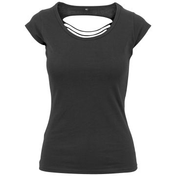 Women's back cut tee - Black - L