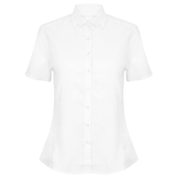 Women's modern short sleeve Oxford shirt - White - XS