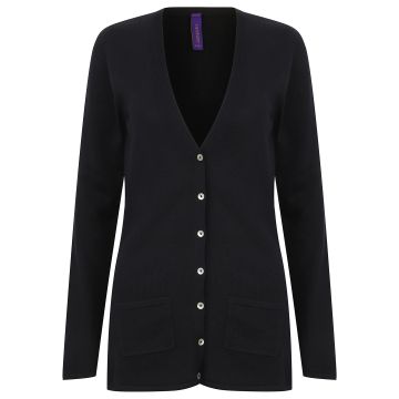 Women's v-button cardigan - Navy - XL
