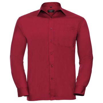Classic Red - XL - Long sleeve polycotton easycare poplin shirt