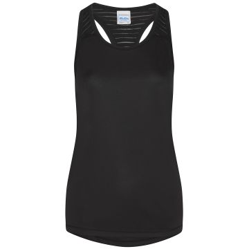 Women's cool smooth workout vest - Jet Black/Black - XXS