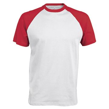 Baseball Short-sleeved two-tone T-shirt - White/Red - XL