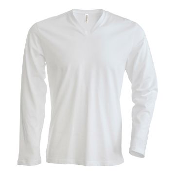 Men's long-sleeved V-neck T-shirt - White - XL