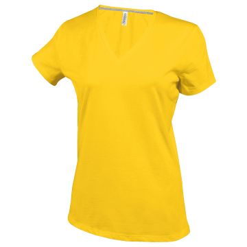 Ladies' short-sleeved V-neck T-shirt - Yellow - XL