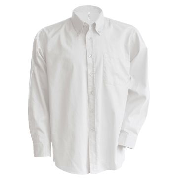 Men's long-sleeved Oxford shirt - White - XL
