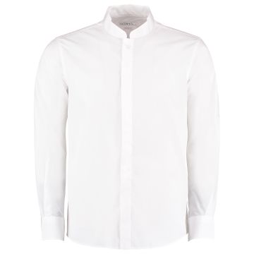 Mandarin collar shirt long-sleeved (tailored fit) - White - XL