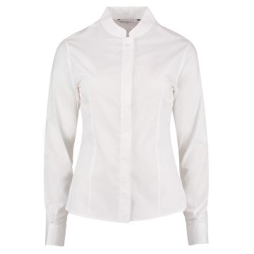Women's mandarin collar shirt long-sleeved (tailored fit) - White - Wom 8