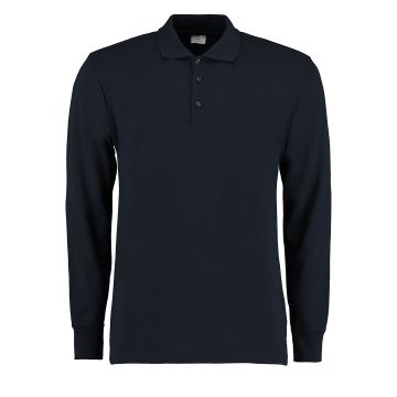 Piqu� polo long-sleeved (classic fit) - Navy - XL