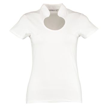 White - 810 - Women's corporate top keyhole neck
