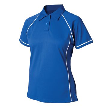 Women's piped performance polo - Royal/White - XL