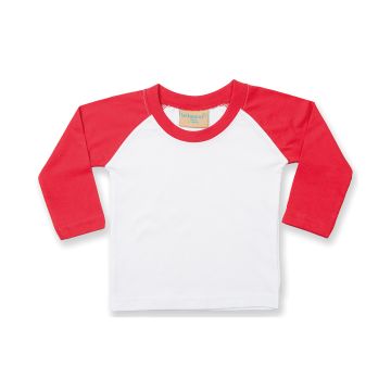 Long sleeve baseball t-shirt - White/Red - 6/12 Months