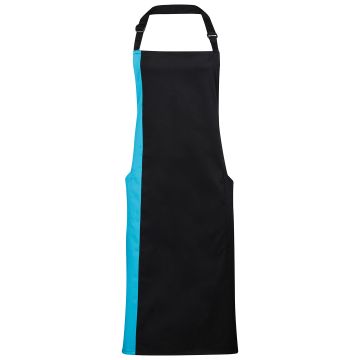 Contrast bib apron - Black/Turquoise - One size