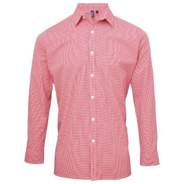 Microcheck (Gingham) long sleeve cotton shirt - Red/White - XS