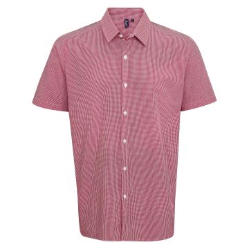 Microcheck (Gingham) short sleeve cotton shirt - Red/White - XS