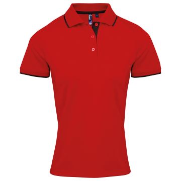 Women's contrast Coolchecker� polo - Red/Black - XS