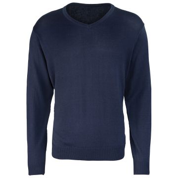 V-neck knitted sweater - Navy - XS