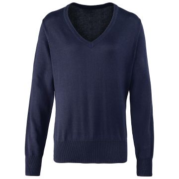 Women's v-neck knitted sweater - Navy - Wom 8