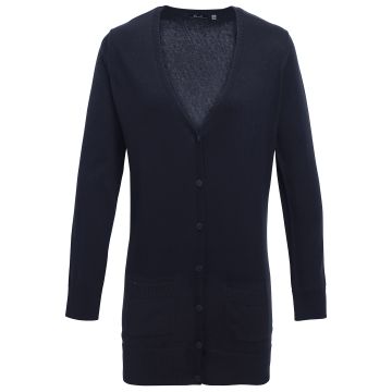 Women's longline knitted cardigan - Navy - Wom 8