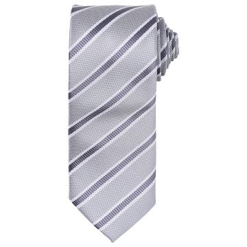 Waffle stripe tie - Silver/Dark Grey - One size