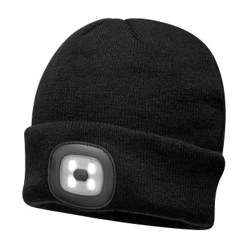 Beanie LED headlight USB rechargeable (B029) - Black - One size