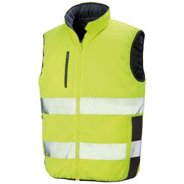 Fluorescent Yellow/ Navy - XL - Reversible soft padded gilet