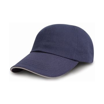 Brushed coton printers/embroiderers cap with sandwich peak - Navy/Putty - One size