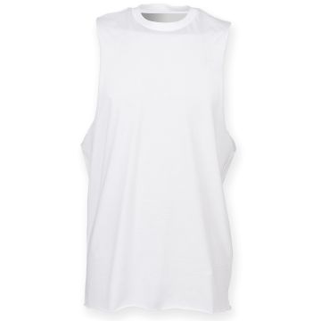 High neck slash armhole vest - White - XL