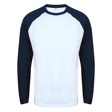 Long sleeve baseball t-shirt - White/Oxford Navy - XL