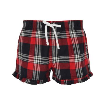 Women's tartan frill shorts - Red/Navy Check - XS