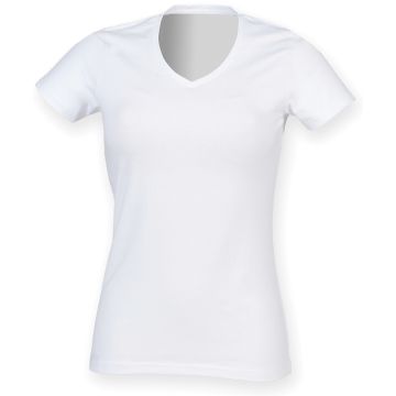Feel good women's stretch v-neck t-shirt - White - XS