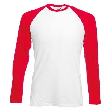 Long sleeve baseball T - White/Red - XL