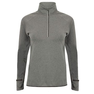 Women's long-sleeved � zip top - Grey Marl - XS