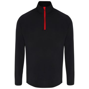 TriDri� long sleeve performance � zip - Black/Red - 2XL