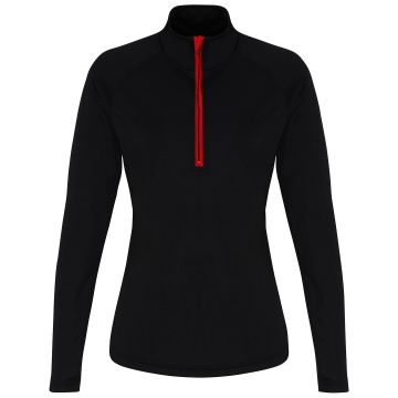 Women's TriDri� long sleeve performance � zip - Black/Red - L