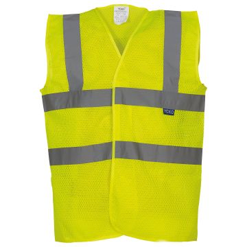 Top cool open mesh 2-band-and-braces waistcoat (HVW120) - Yellow - XL