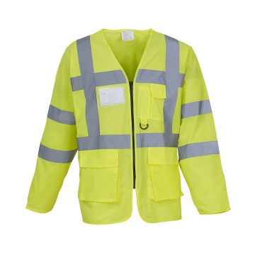 Yellow - XL - Hi-vis executive long sleeve waistcoat (HVJ800)