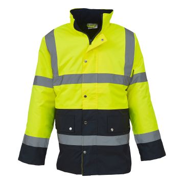 Hi-vis two-tone motorway jacket (HVP302) - Yellow/Navy - XL