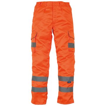 Hi-vis polycotton cargo trousers with kneepad pockets (HV018T/3M) - Orange - 48 Reg