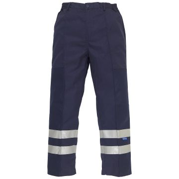 Reflective polycotton ballistic trousers (BS015T) - Navy - 48 Reg