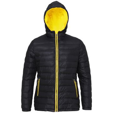 Women's padded jacket - Black /Bright Yellow - 2XL