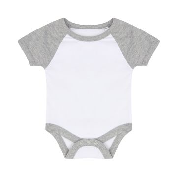 Essential short-sleeved baseball bodysuit - White/Heather Grey - 0/3 Months
