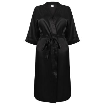 Women's satin robe - Black - M/L