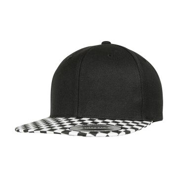 Checkerboard snapback (6089CB) - Black/White - One size