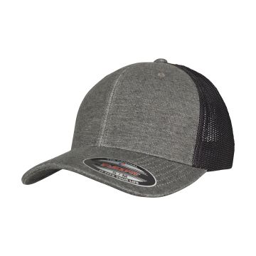 Retro trucker melange cap (6511M) - Khaki/Black Mesh - L/XL